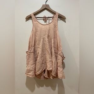 Free People Light Blush Pink Babydoll Flowy Dress Shirt Top - women’s size small